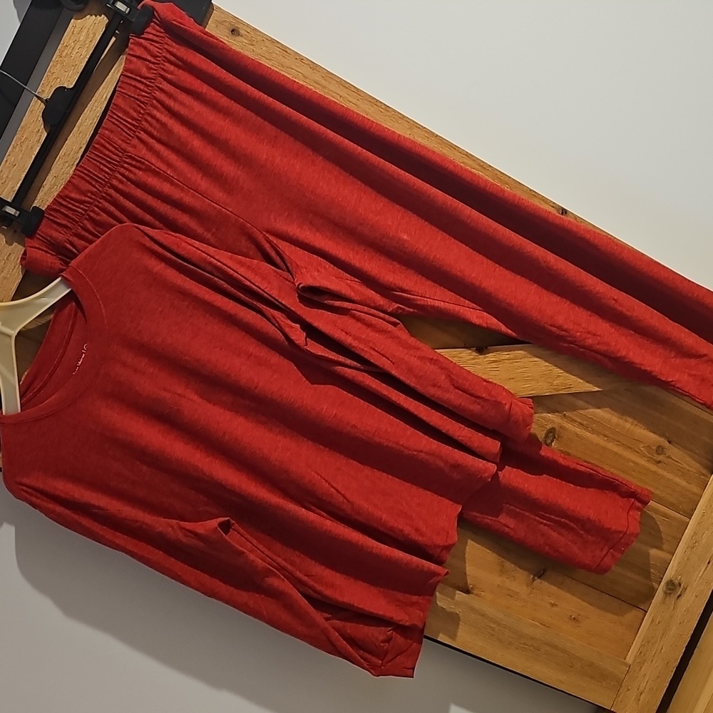 Outdoor Voices Red Cloudknit Long Sleeve Top XL And Wide Leg Pants XXL  Bundle